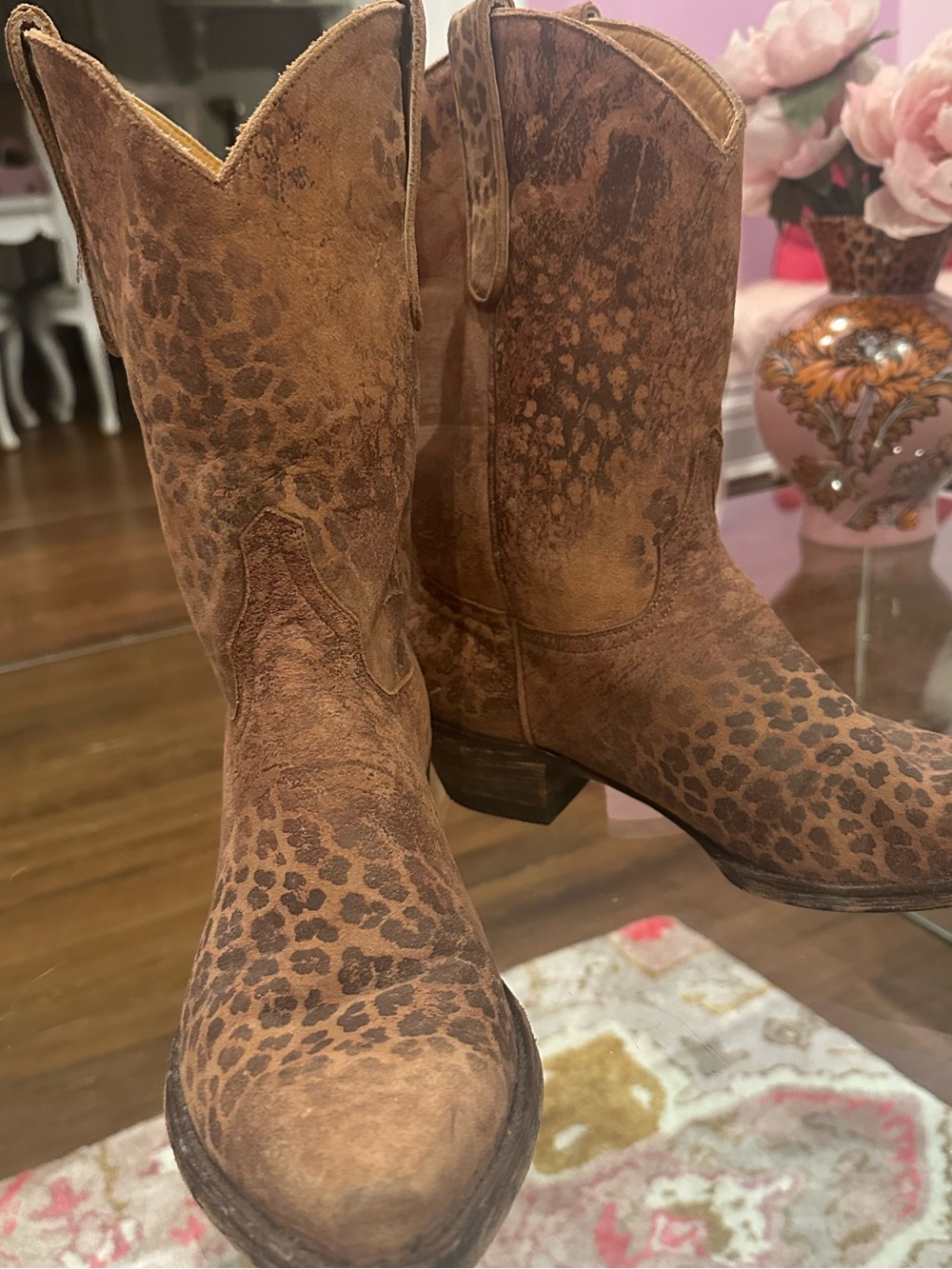 Old Gringo Tan Brown Leopard Print Viejo Western Ankle Boots